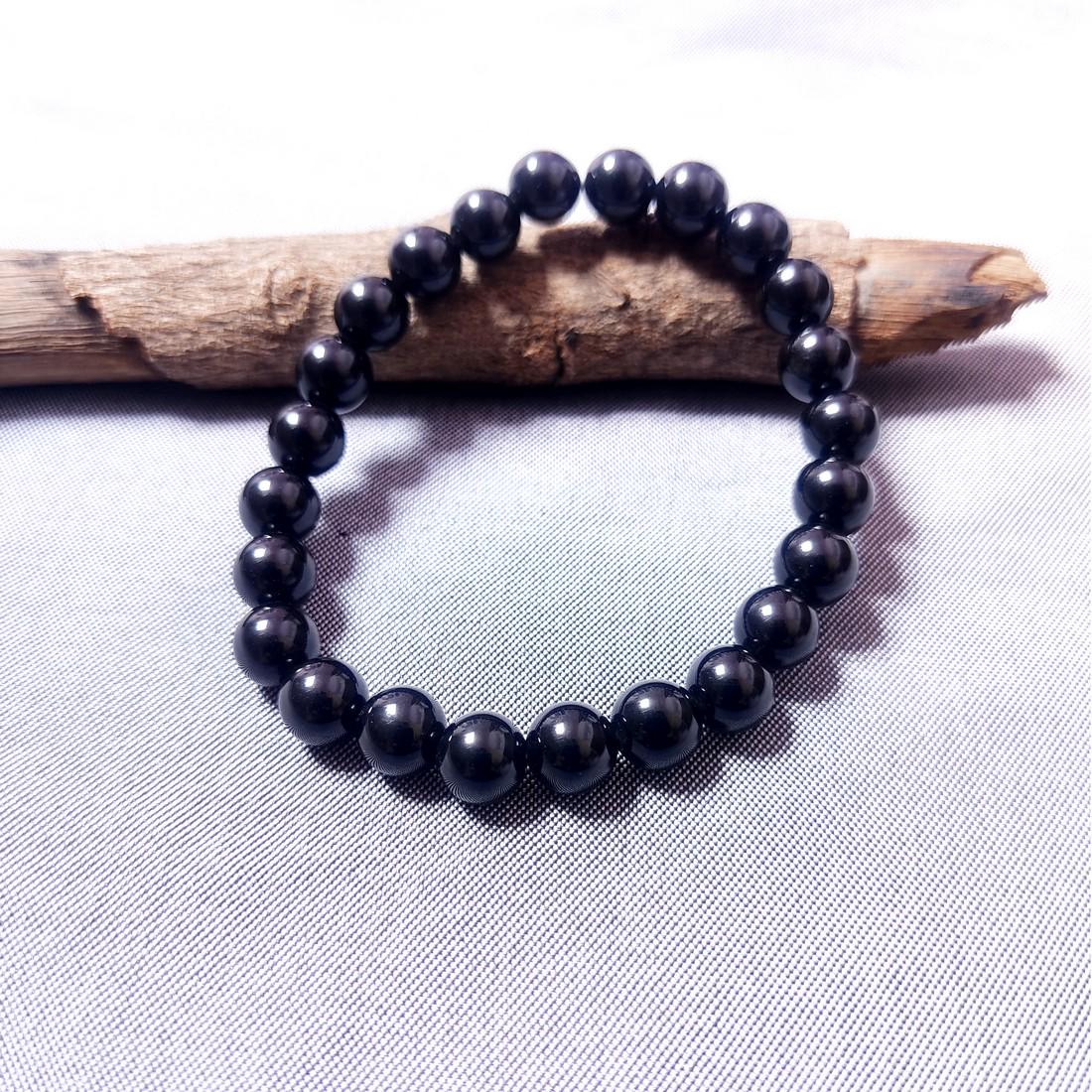 71 Carat Obsidian Round- Balls Adjustable Bracelet (1 of 4)