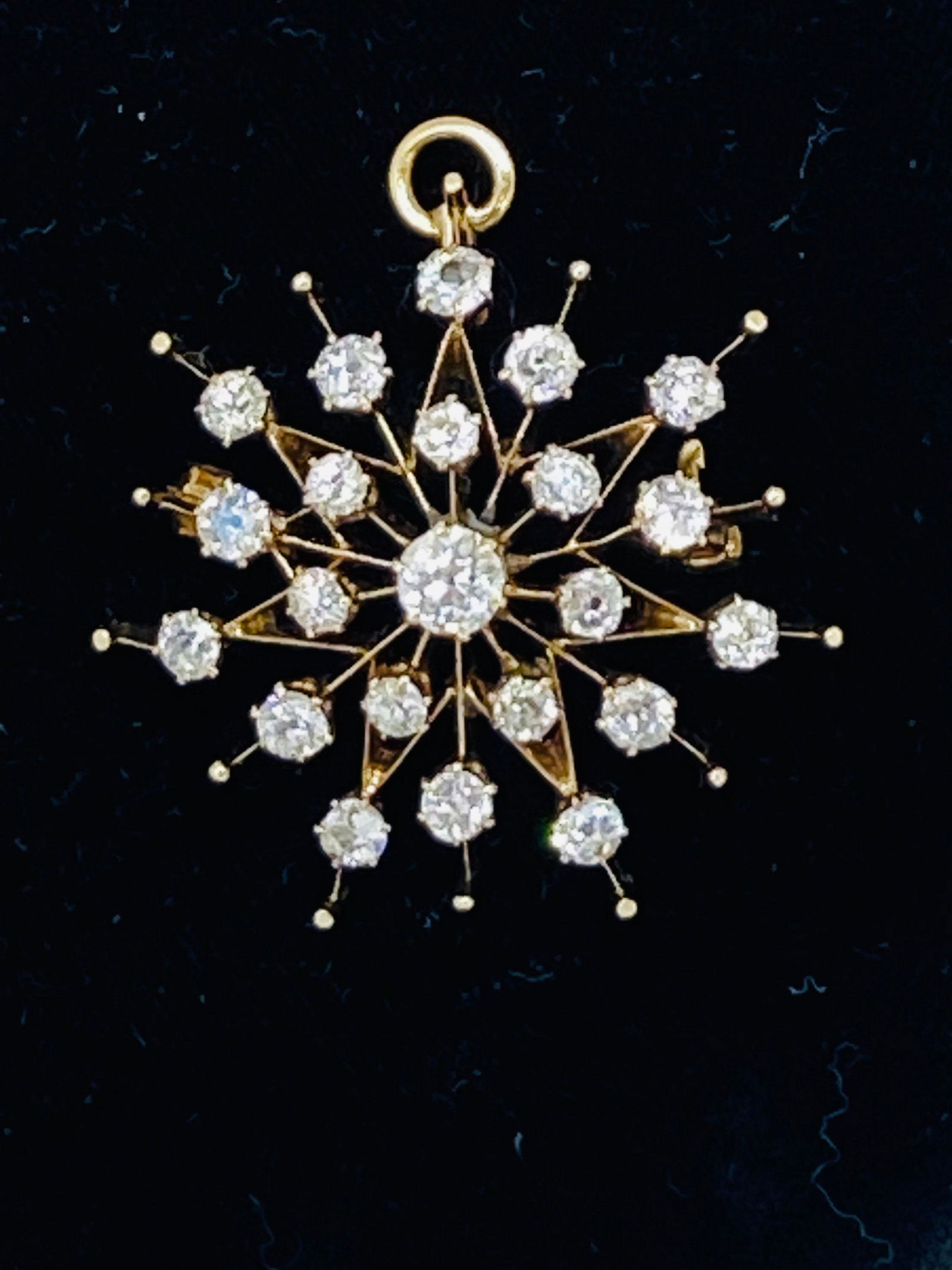 14k Antique Victorian Diamond Starburst pendant/brooch 3CTW (1 of 10)