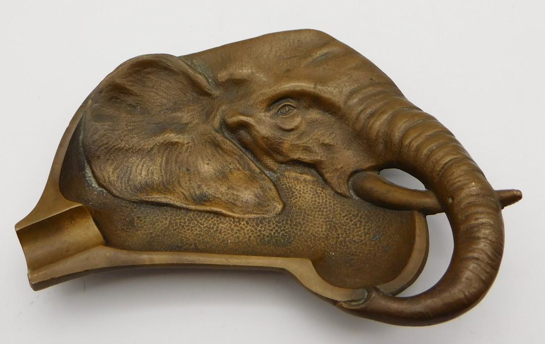 Rare ANTIQUE BRONZE ELEPHANT CIGAR ASHTRAY