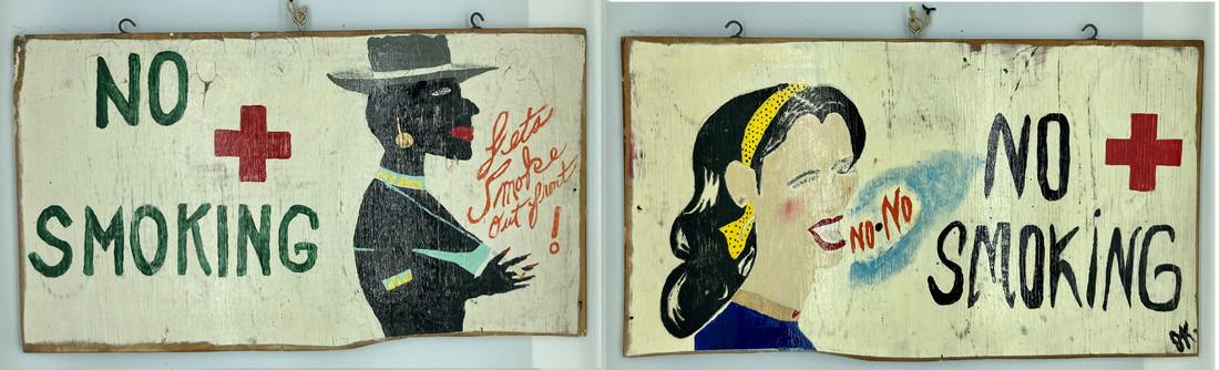 Folk Art Double-Sided No Smoking General Store Sign Hand Painted Primitive (1 of 5)