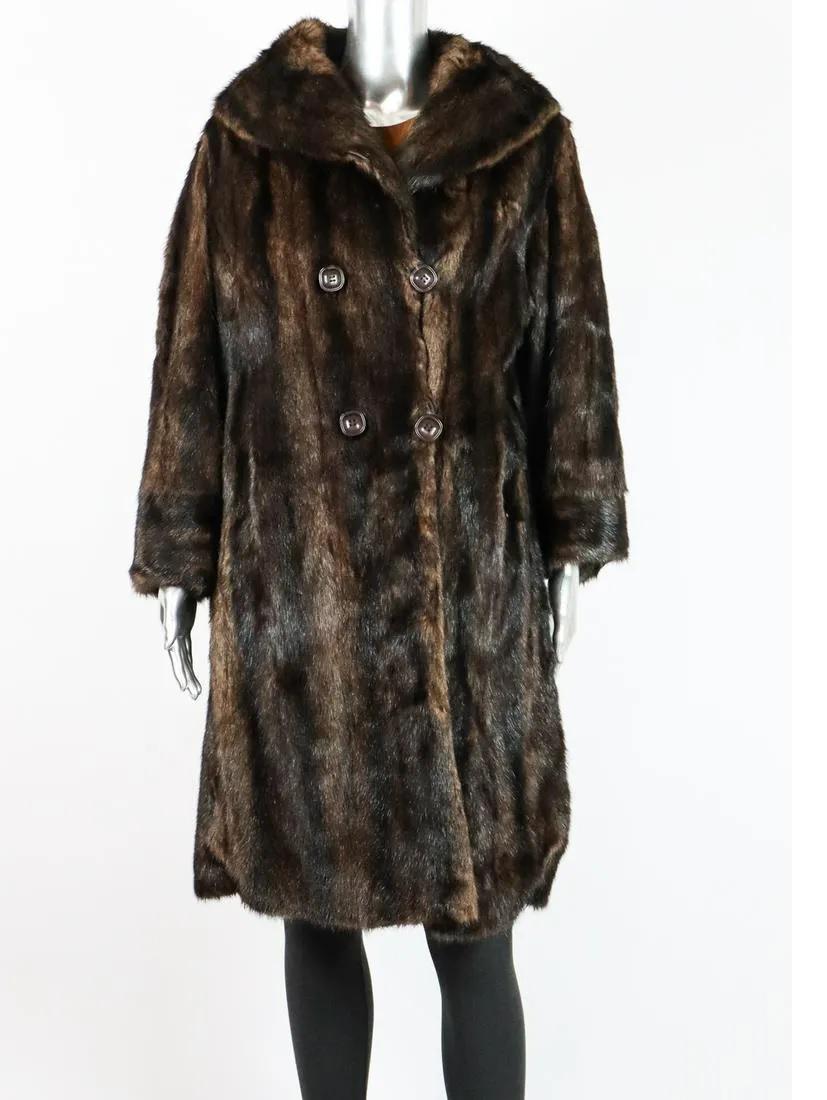 DARK BROWN MUSKRAT FUR COAT EU: M; US: 12 (1 of 9)