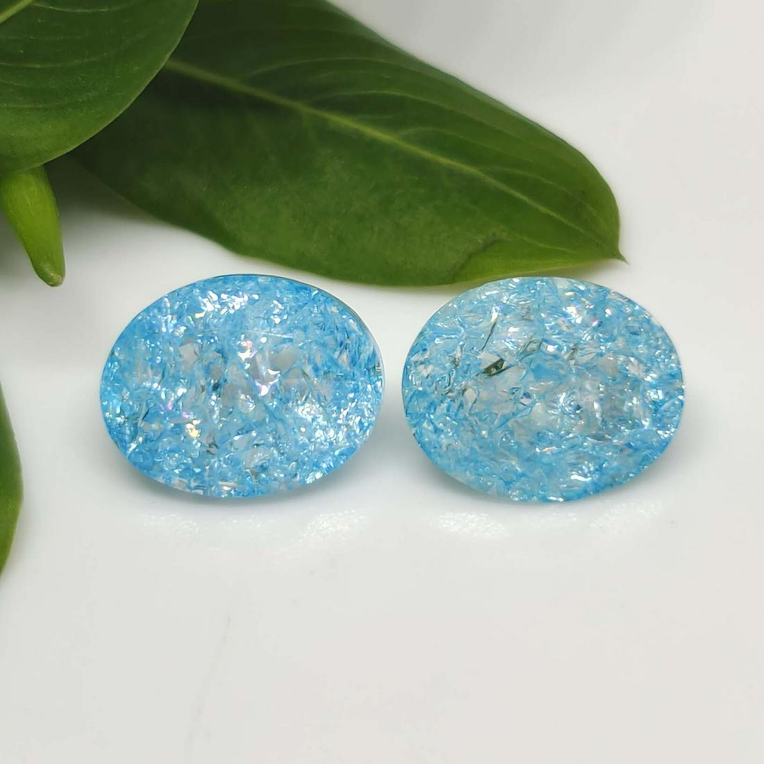 3.10 ct Rare Natural Blue Crackled Quartz Pair (1 of 1)