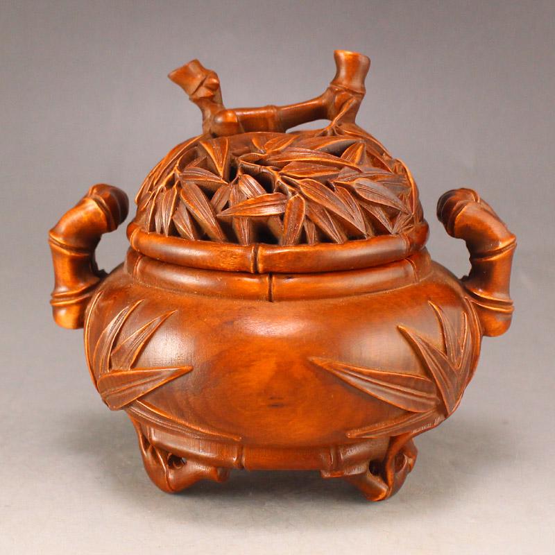 Openwork Chinese Boxwood Wood Carved Bamboo Incense Burner (1 of 7)