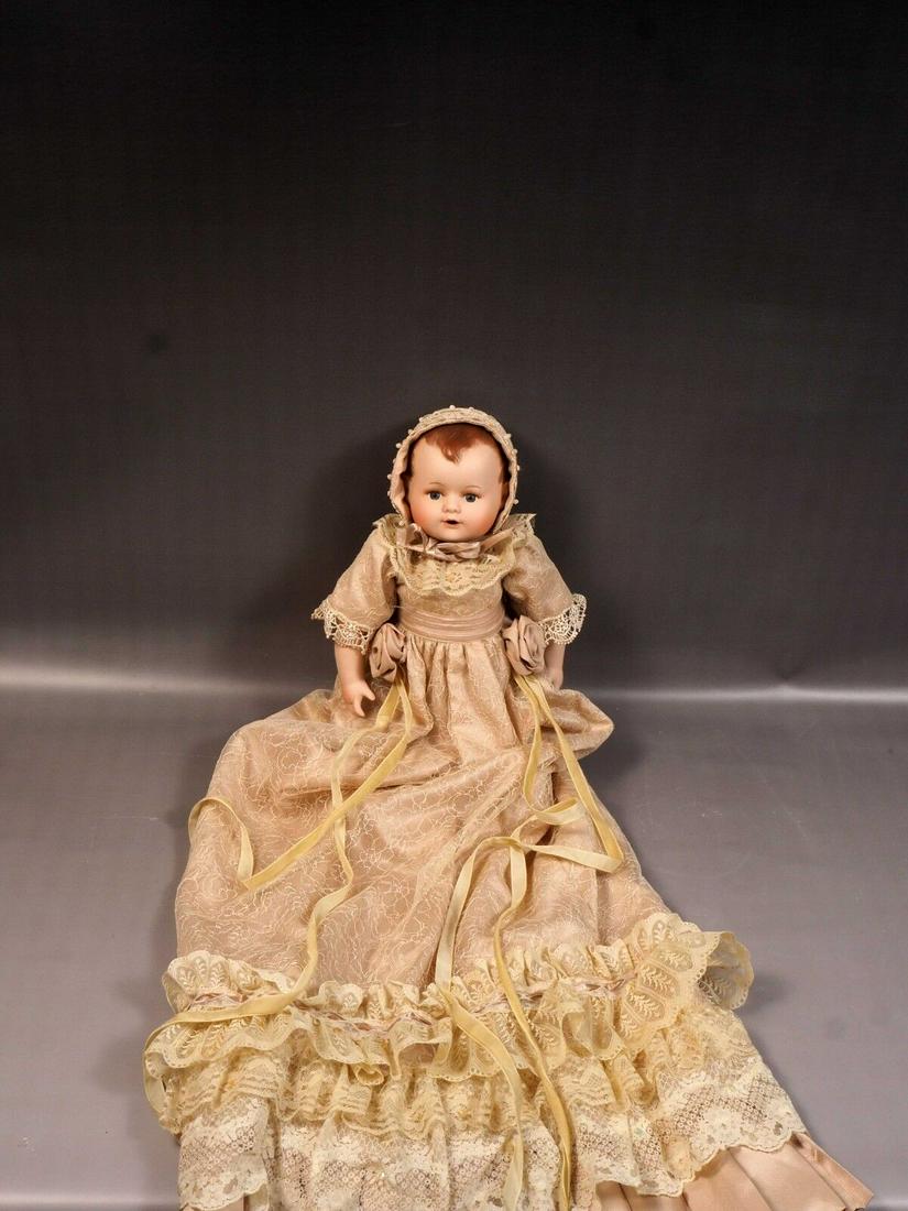 Wayne Kleski Katherine's Collection Doll Amazing dress Signed: This very rare and the doll made by Wayne Kleski. The doll is signed at the back of her neck Her head, hands, and feet are bisque. She has a cloth body She is approx. 18" She has nice, big, open eyes