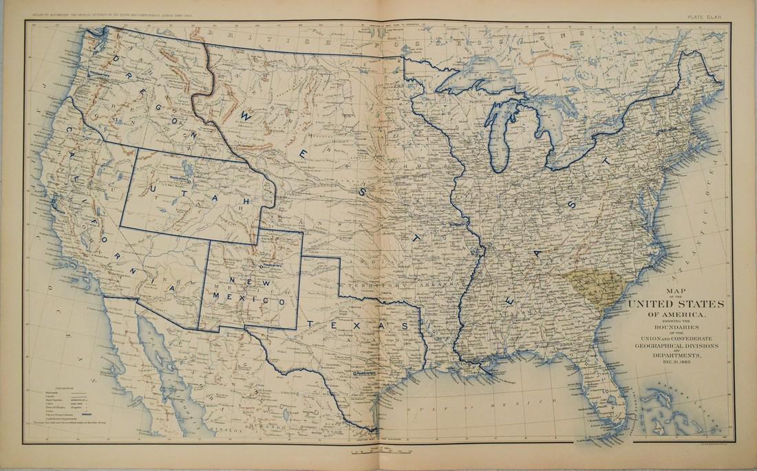 1893 Government Map of Civil War Era United States -- Map of the United States of America Showing (1 of 1)