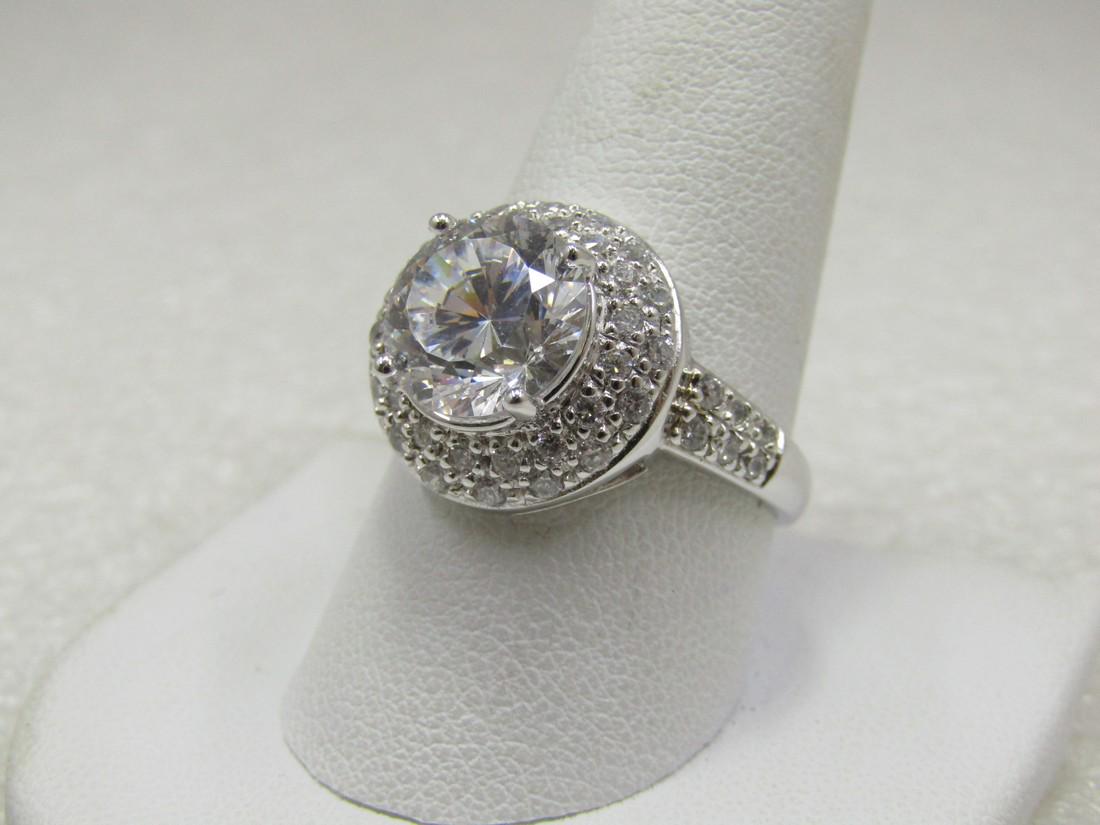 Sterling CZ Halo Ring, Sz. 10.5, 6.62 Gr. Sigined PAJ (1 of 9)