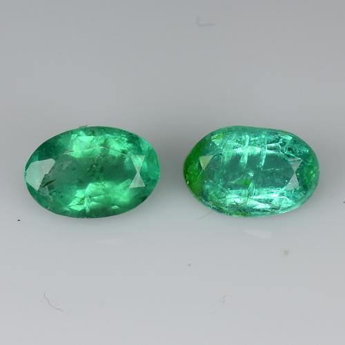 0.98 CTS 2 PCS NATURAL ZAMBIAN EMERALD UNHEATED OVAL SHAPE LOOSE GEMSTONES (1 of 2)