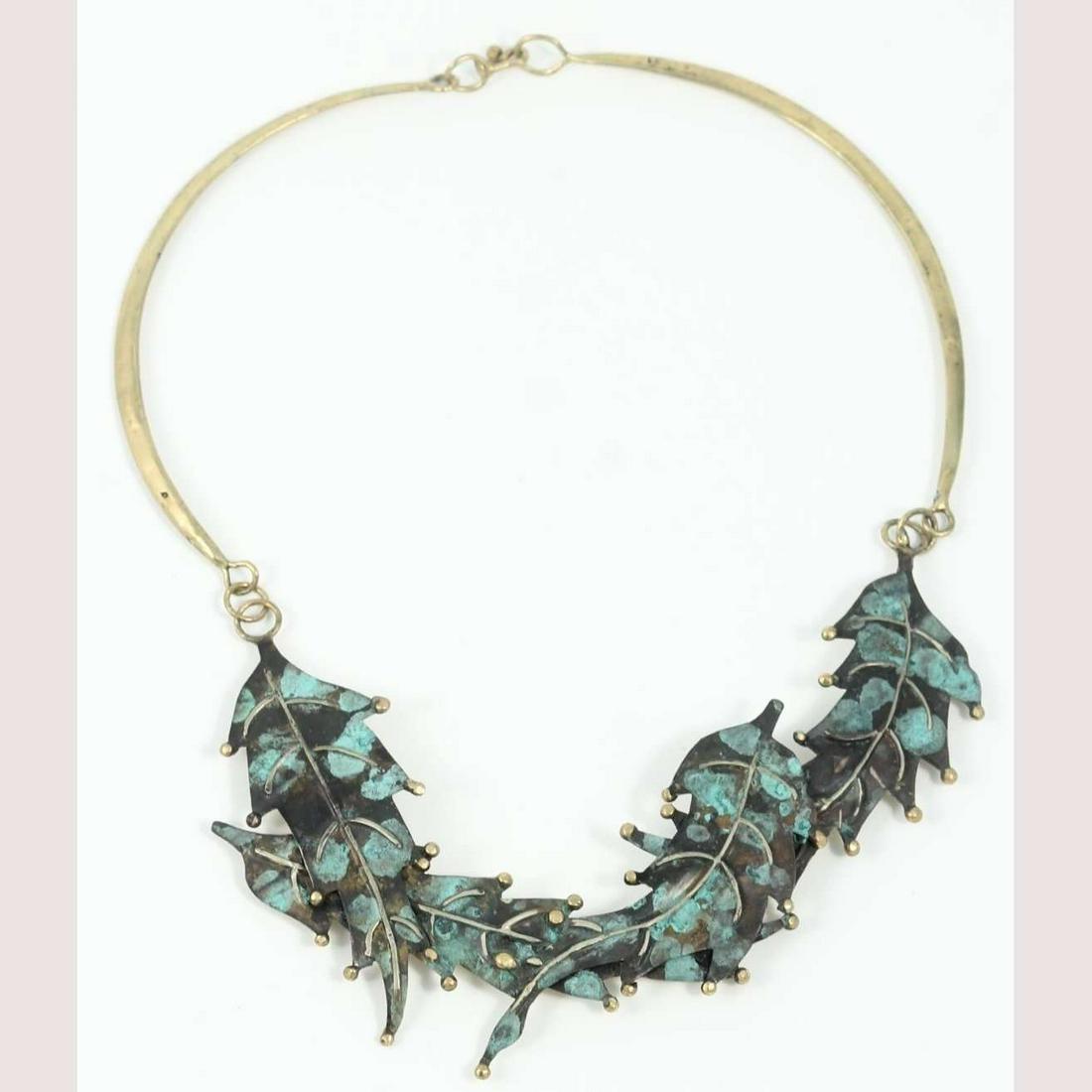 Hand Crafted Original Bronze "Leaves #1" Necklace Mexican Art Custom Jewelry (1 of 8)