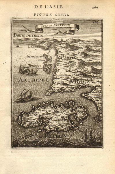 AEGEAN ISLANDS. Mitylene (Lesbos) & Tenedos (Bozcaada). Lesvos. MALLET 1683 map (1 of 2)