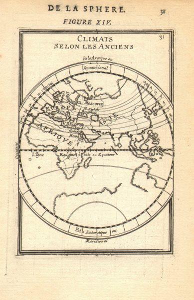 EASTERN HEMISPHERE. Climatic regions according to the ancients. MALLET 1683 map (1 of 2)