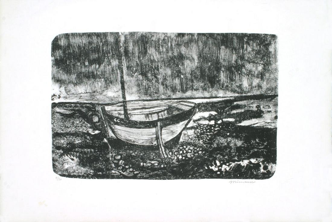 Andre Minaux - Boat Scene - 1970 Lithograph - SIGNED 15" x 22" (1 of 1)