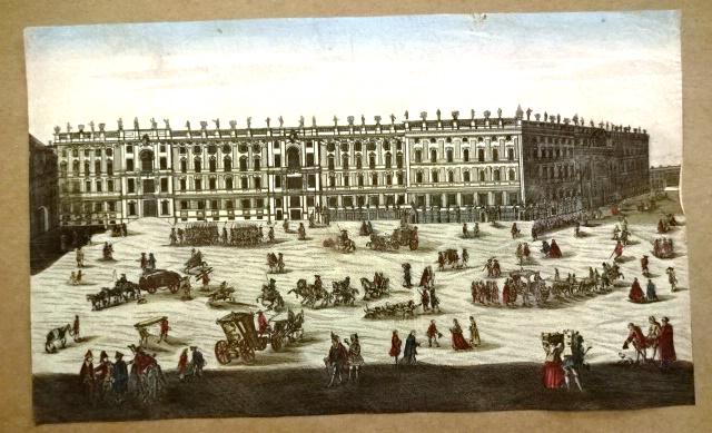 1750 Fine Handcolored Engraving German Town Square (1 of 3)