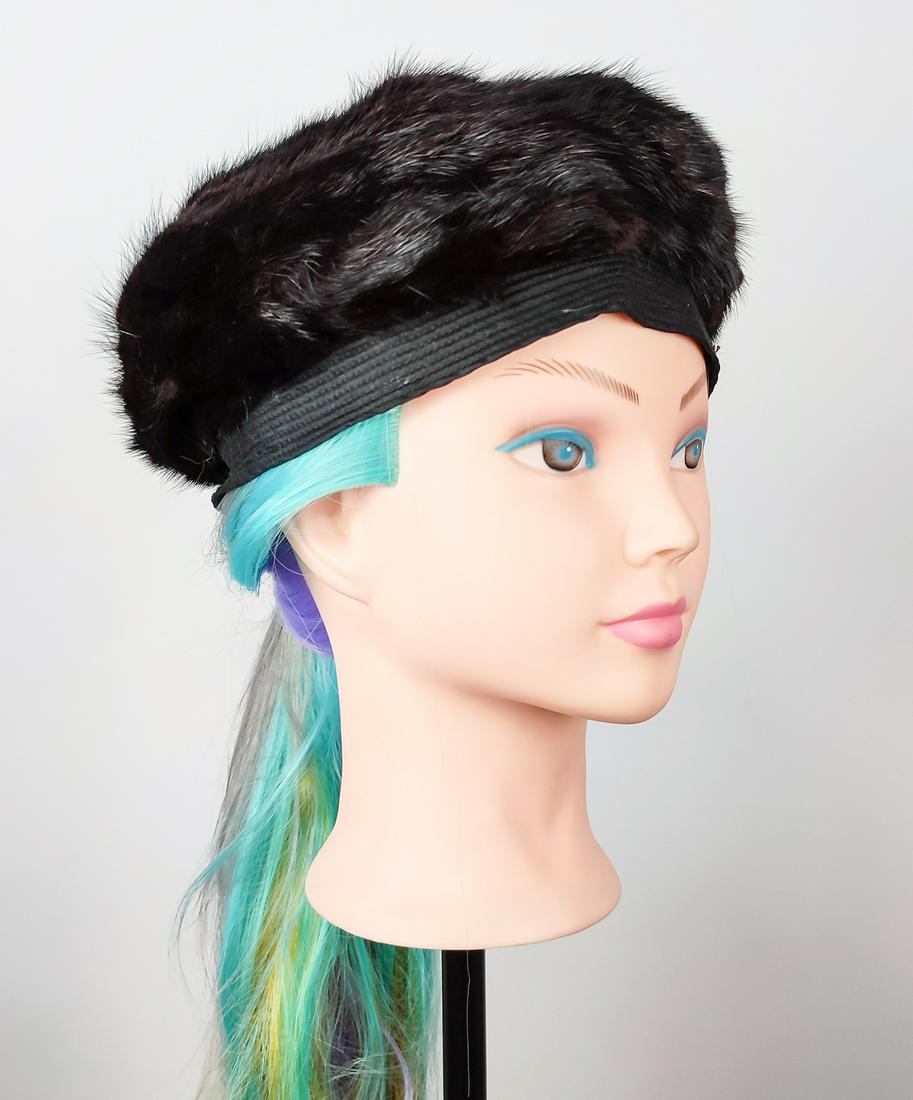 MOHOGANY MINK FUR HAT -Size M (1 of 4)