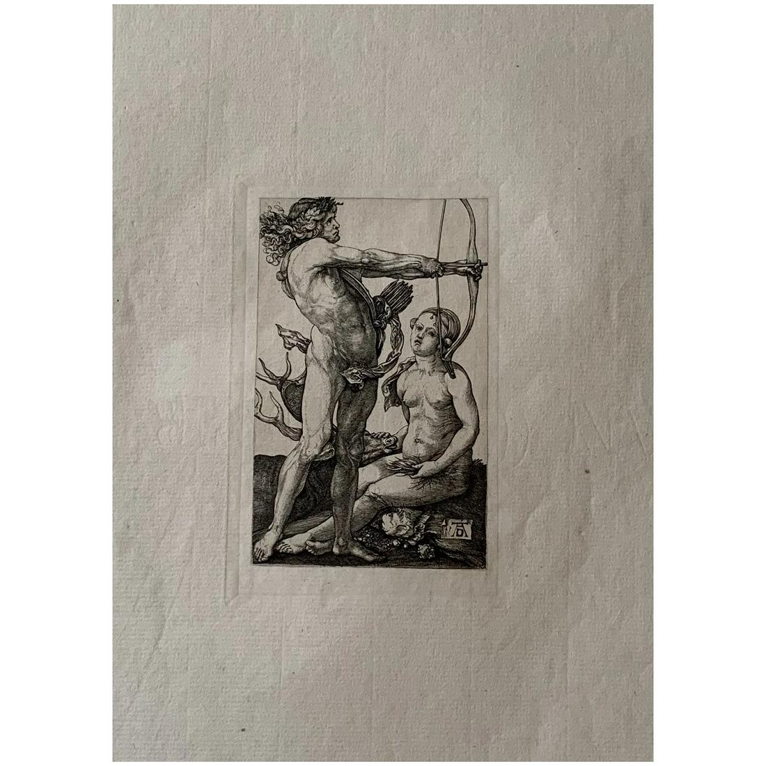 Apollo and Diana, after Albrecht Durer - Heliogravure Amand Durand - 1875: Title: Apollo and Diana Engraver and publisher: Charles Amand-Durand (1831-1905) - French artist Artist: after Albrecht DÃ¼rer, German (1471 - 1528). Technique: Heliogravure Etching - etched on a co