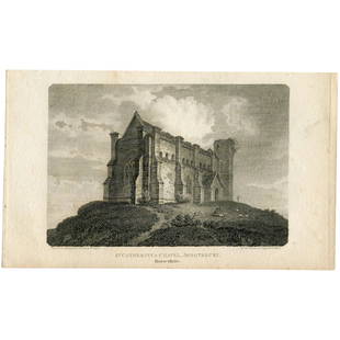 St Catherine’s Chapel, Abbotsbury, Dorsetshire - 1812 engraving: St Catherine’s Chapel, Abbotsbury, Dorsetshire. Engraver: John Greig 1800-1853 (fl.). Artist: after Edward Dayes (1763–1804). Production date: 1812. Condition: good. Reserve: $40.00 Shippi