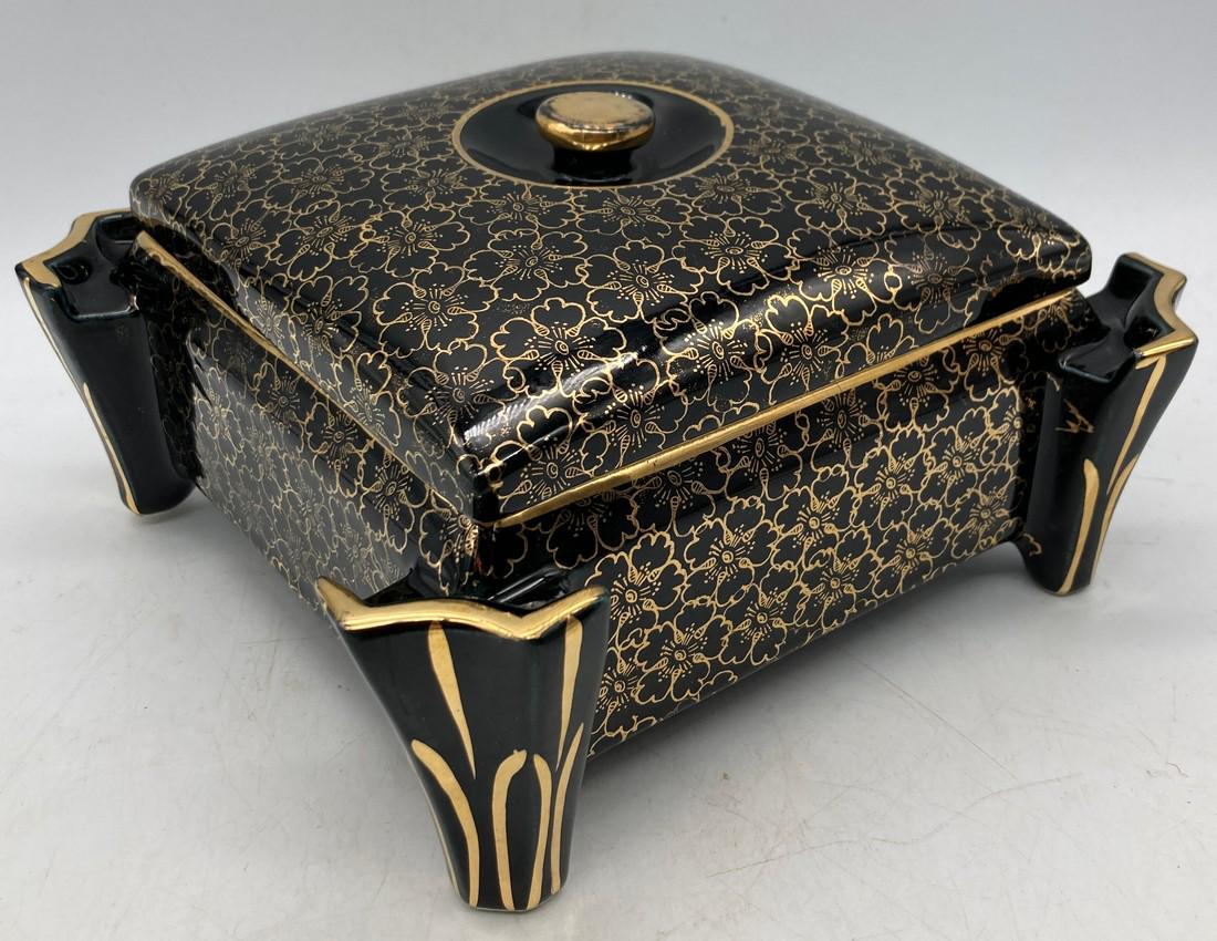 MID-CENTURY MODERN CIGARETTE BOX 22k Gold KEYSTONE (1 of 8)