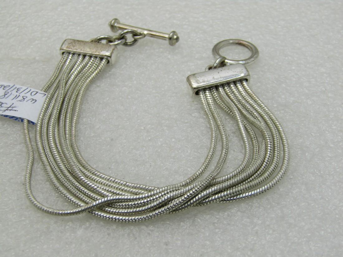 Vintage 8 Strand Snake Chain Bracelet, 8", Toggle Clasp, 1980's (1 of 5)
