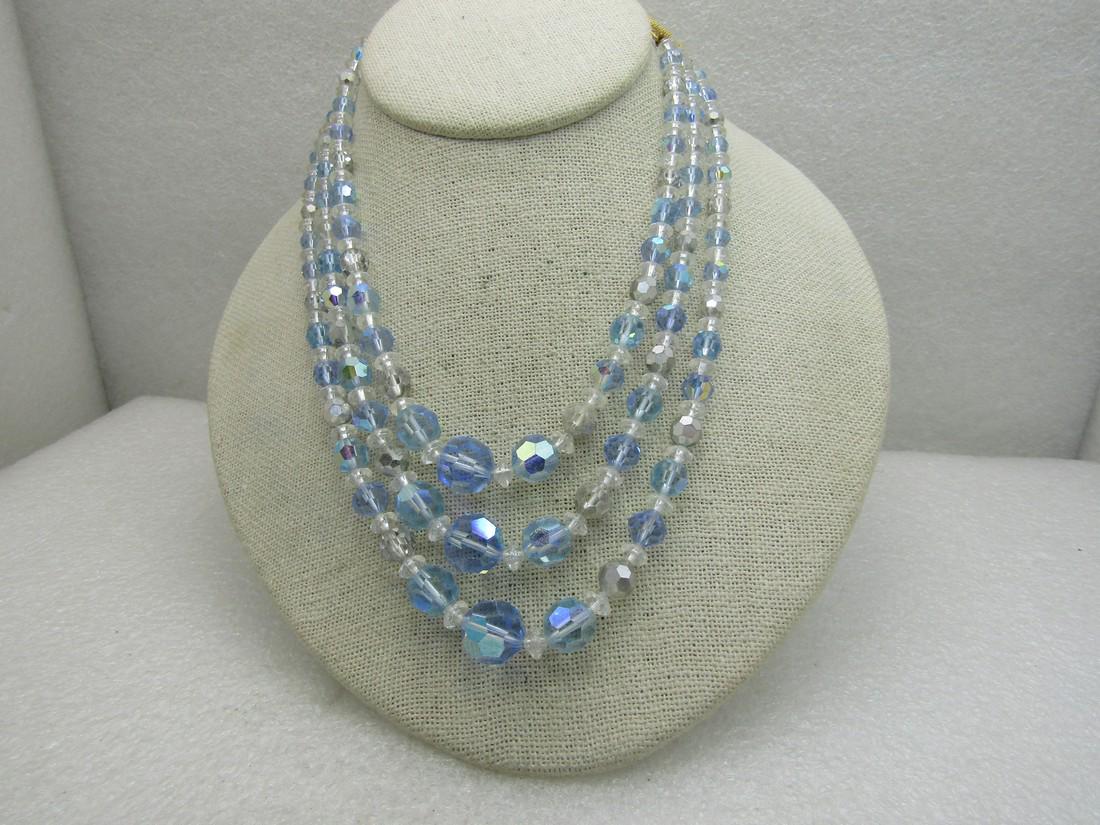 Vintage 3 deals strand crystal necklace