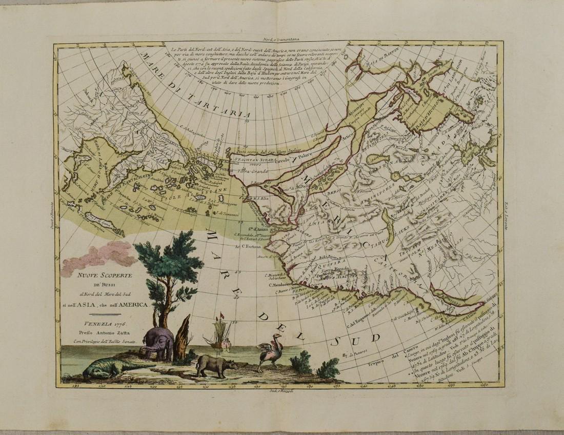 1775 Zatta Map of Western North America to Asia -- Nuove Scoperte de' Russi al Nord del Mare del Sud (1 of 1)