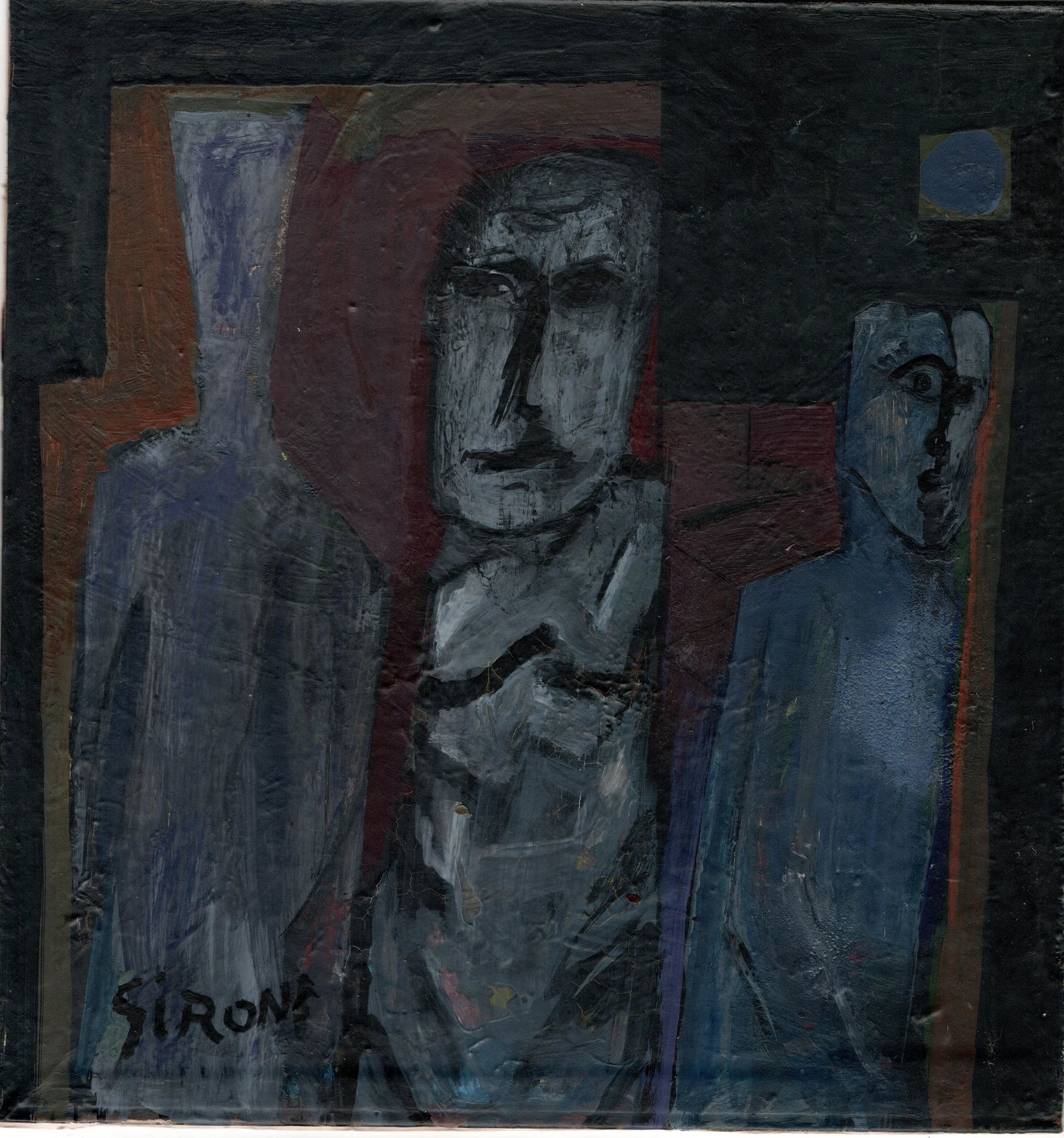 Mario Sironi - Oil on Paper: Artist/Title: Mario Sironi - Oil on Paper Date: 50's decade Medium: Oil on paper glued on cardboard Dimensions: 21 x 21 cm (Area painting unframed) Description: Mario Sironi, Italy (1885-1961). Oil on