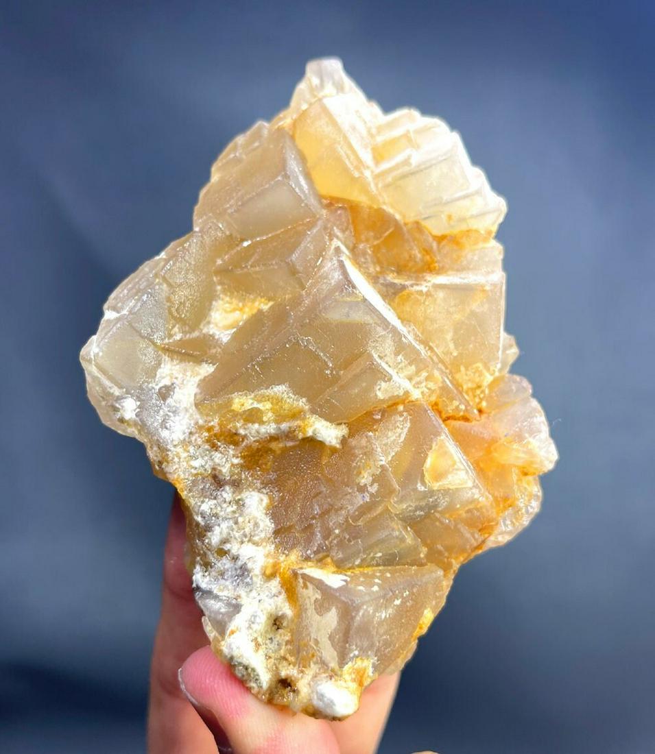 Fluorite Specimen , Cubes Fluorite Fine Bluish Phantom Flourite Crystals - 245 Gram - 97*60*35 mm (1 of 6)