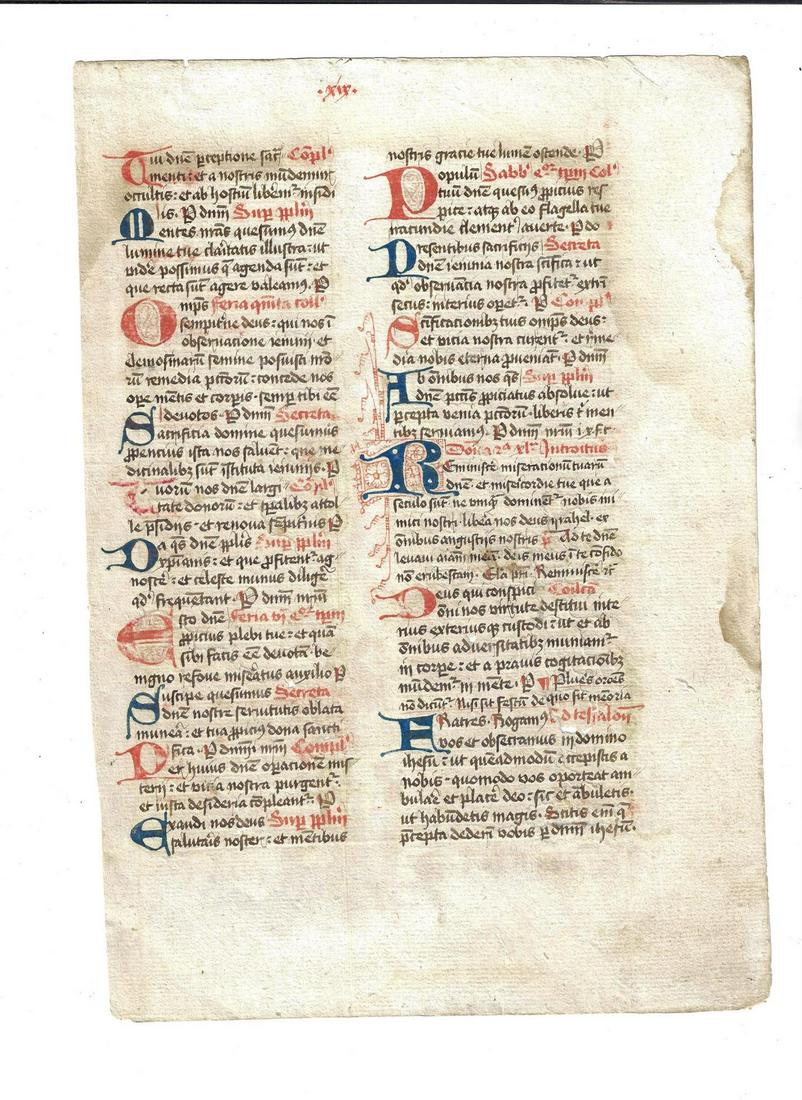 Large Medieval Illuminated Prayer Leaf (1 of 2)
