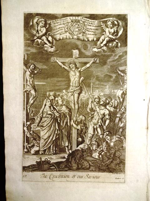 1712 Fine Engraving Crucifixion of Christ (1 of 2)