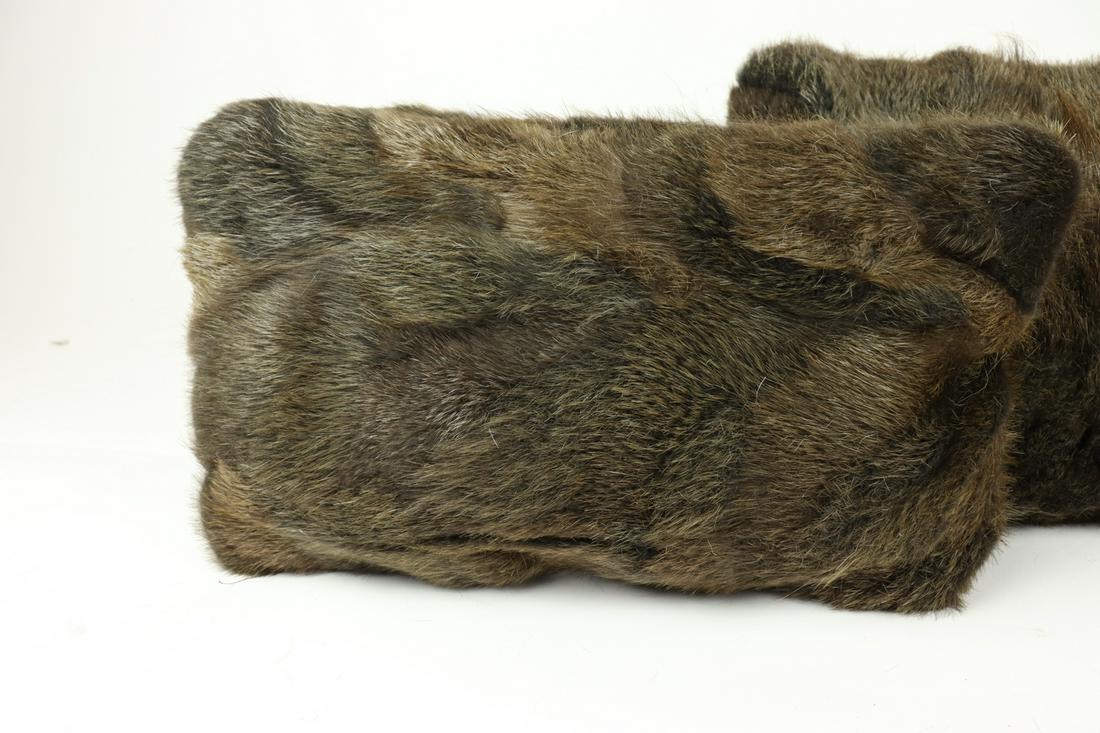 SET OF 3 BEAVER FUR PILLOWS: Title: SET OF 3 BEAVER FUR PILLOWS Reporpused from multiple vintage fur garments re-made into super soft pillow, perfect for decoration; no filling in the pillow due to shipping; Size: 30 x 26 cm - 11