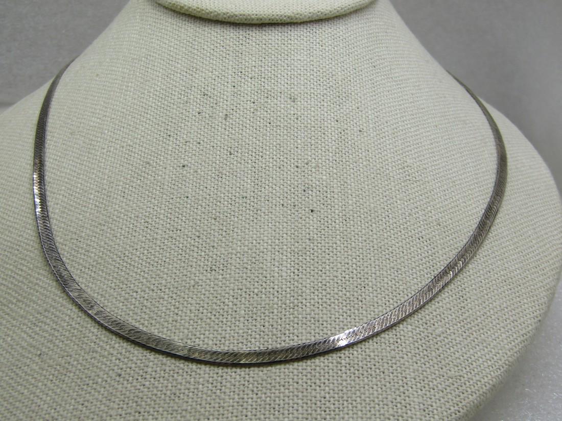Vintage Sterling 30" Herringbone Necklace, 3mm, Unisex, Italy (1 of 6)