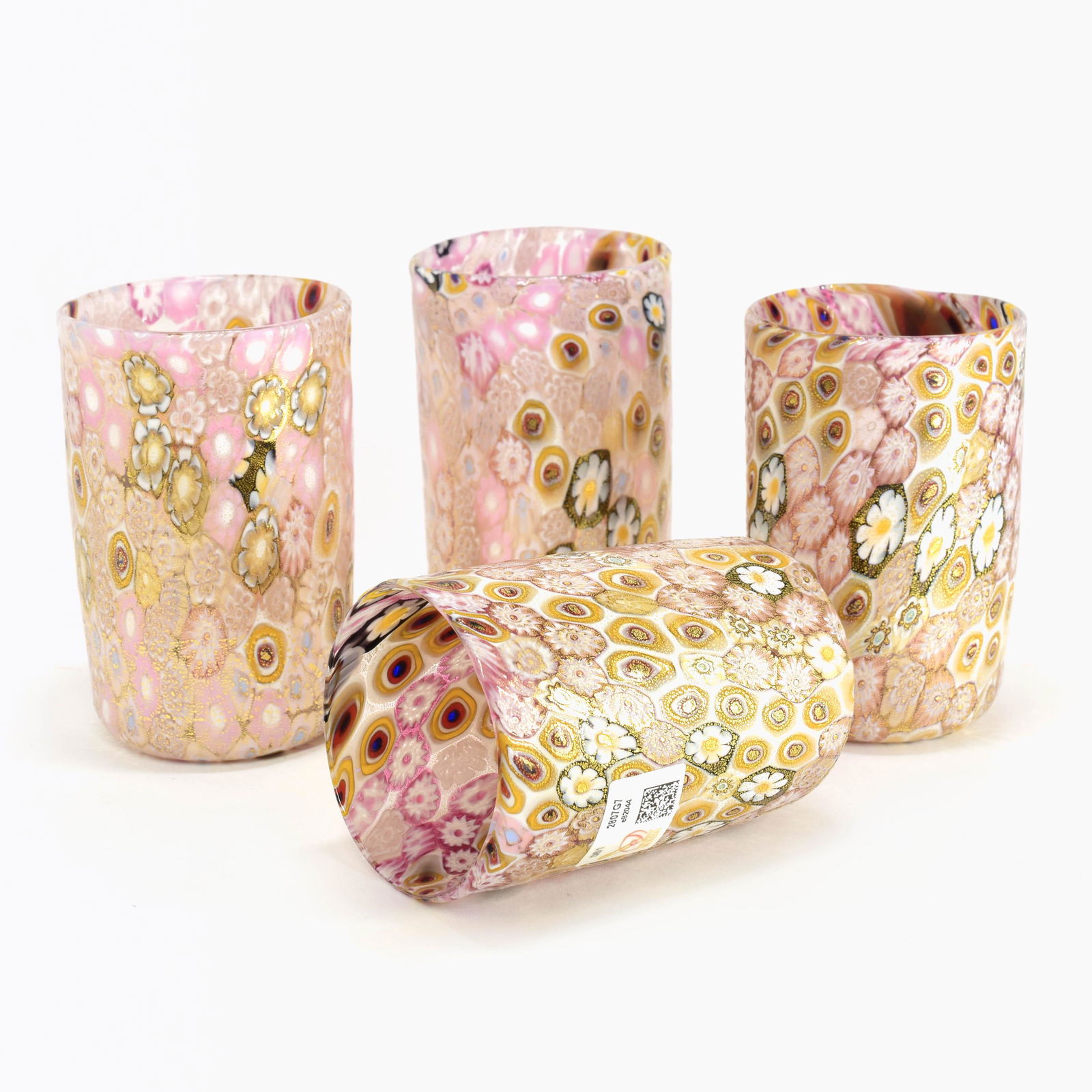 Murano glass Goblets set ( 4 Pieces ) with murrine and gold leaf (1 of 4)