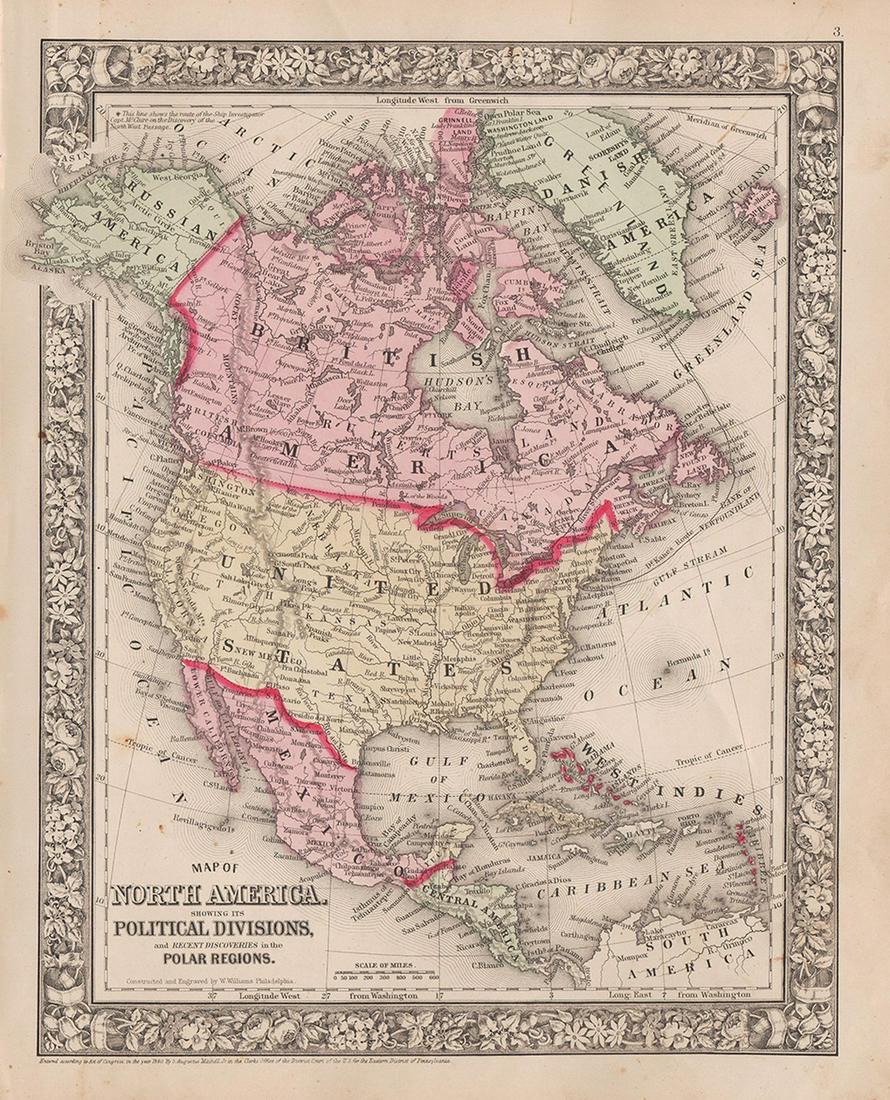 Mitchell map of North America, 1860 (1 of 5)