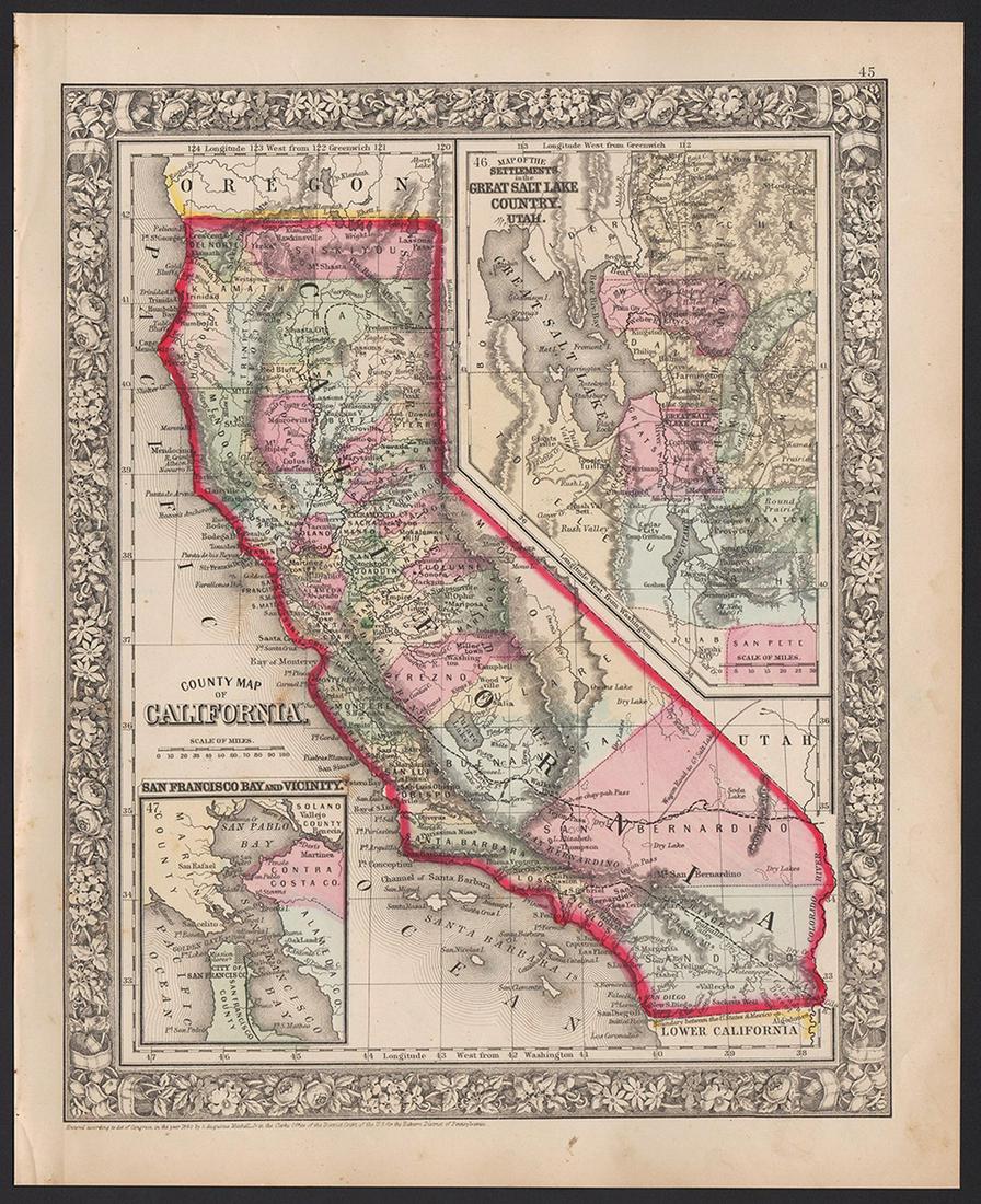 County Map of California, Mitchell 1860 (1 of 6)