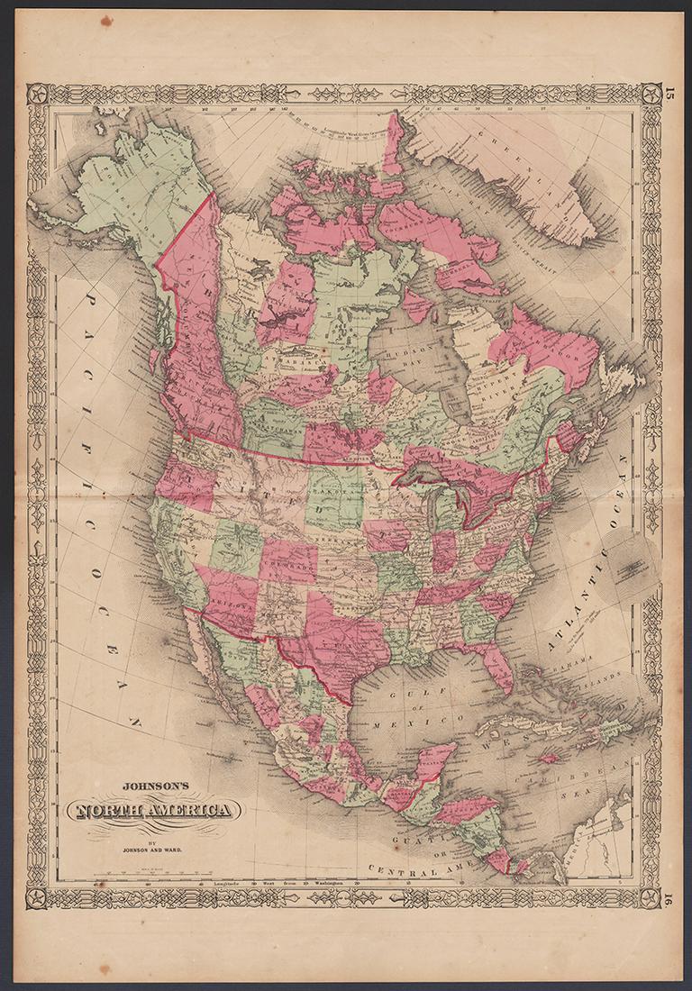 Civil War era map of N. America with unsettled state borders (1 of 4)