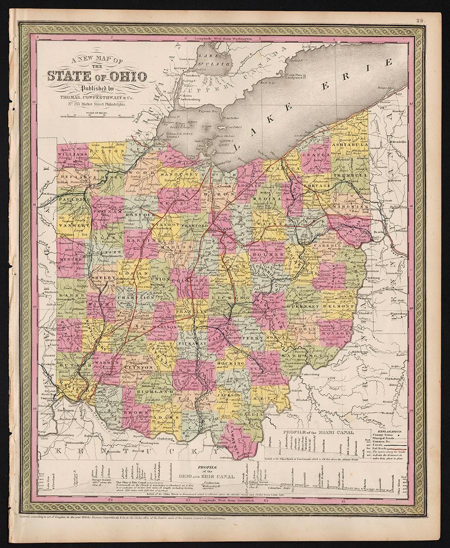 Scarce 1850 Railroad map of Ohio by Cowperthwait (1 of 4)