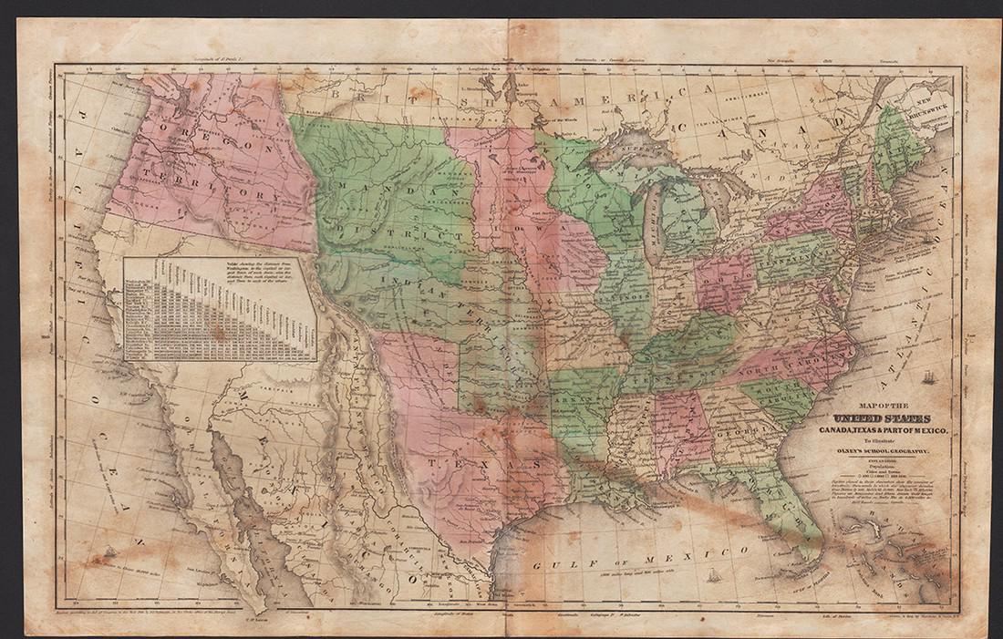 Scarce 1844 U. S. map w/large Texas, western territories (1 of 4)