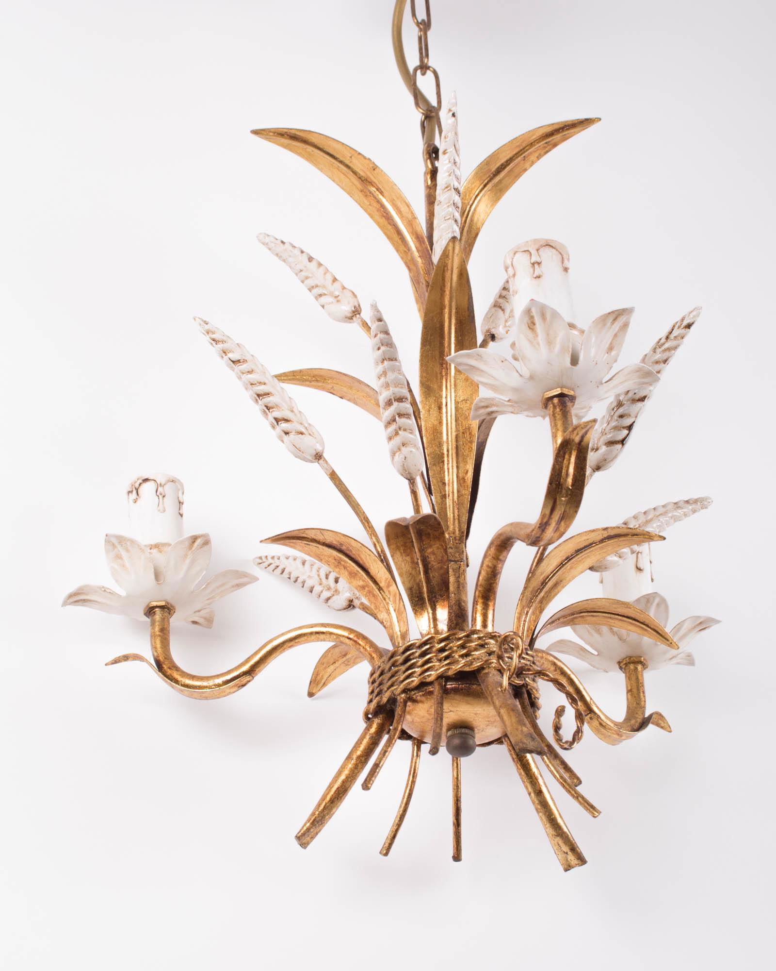 French mid century chandelier Sheaf of Wheat in the manner of Maison Charles (1 of 4)
