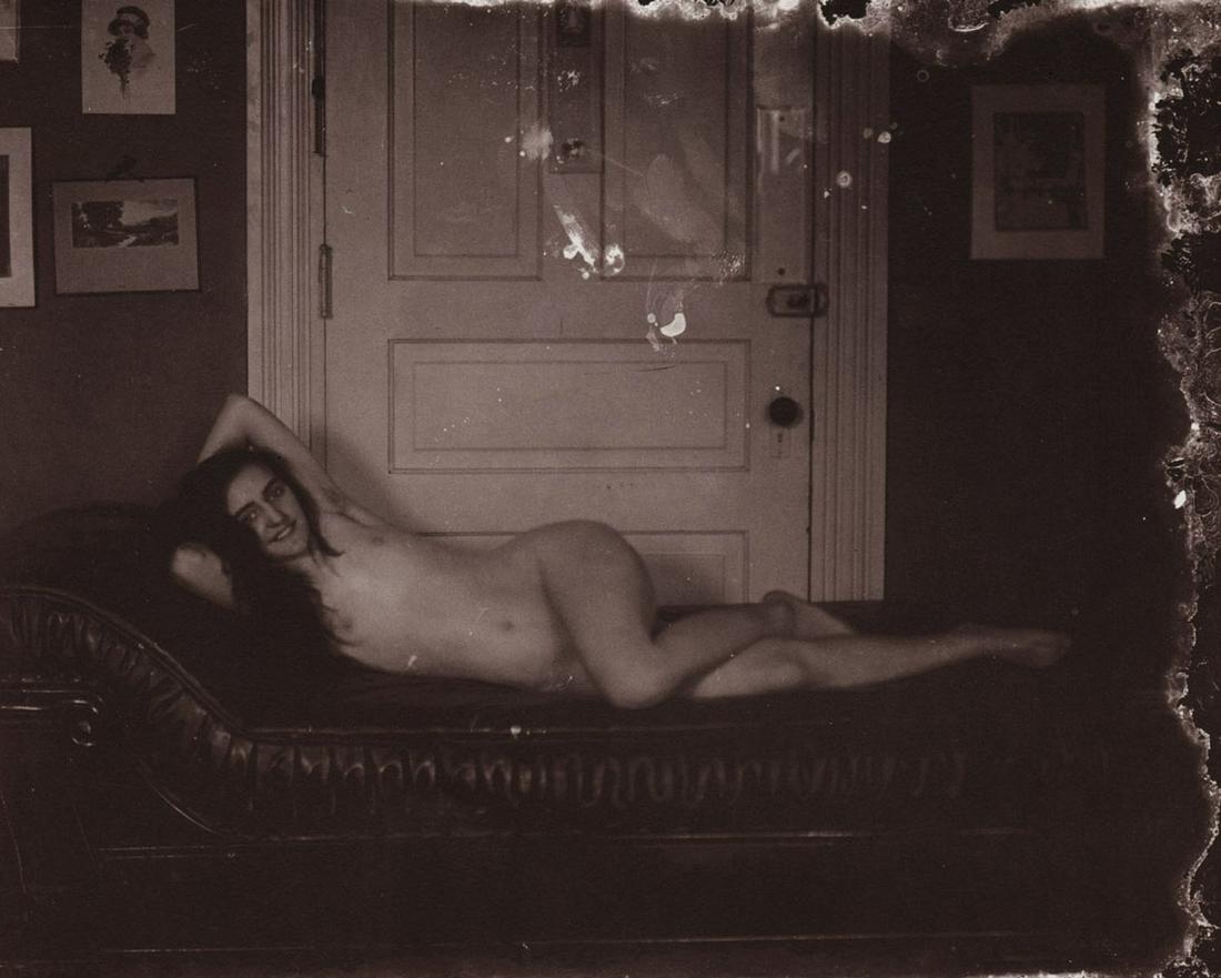 E. J. BELLOCQ - Storyville Prostitute, reclining, ca 1912: Artist: E. J. BELLOCQ Print Title: Storyville Prostitute, reclining, ca 1912 Medium: Photoengraving Printed 1970s in the USA Image size (inches) approx. 6 x 7 .5” John Ernest Joseph Bellocq (187