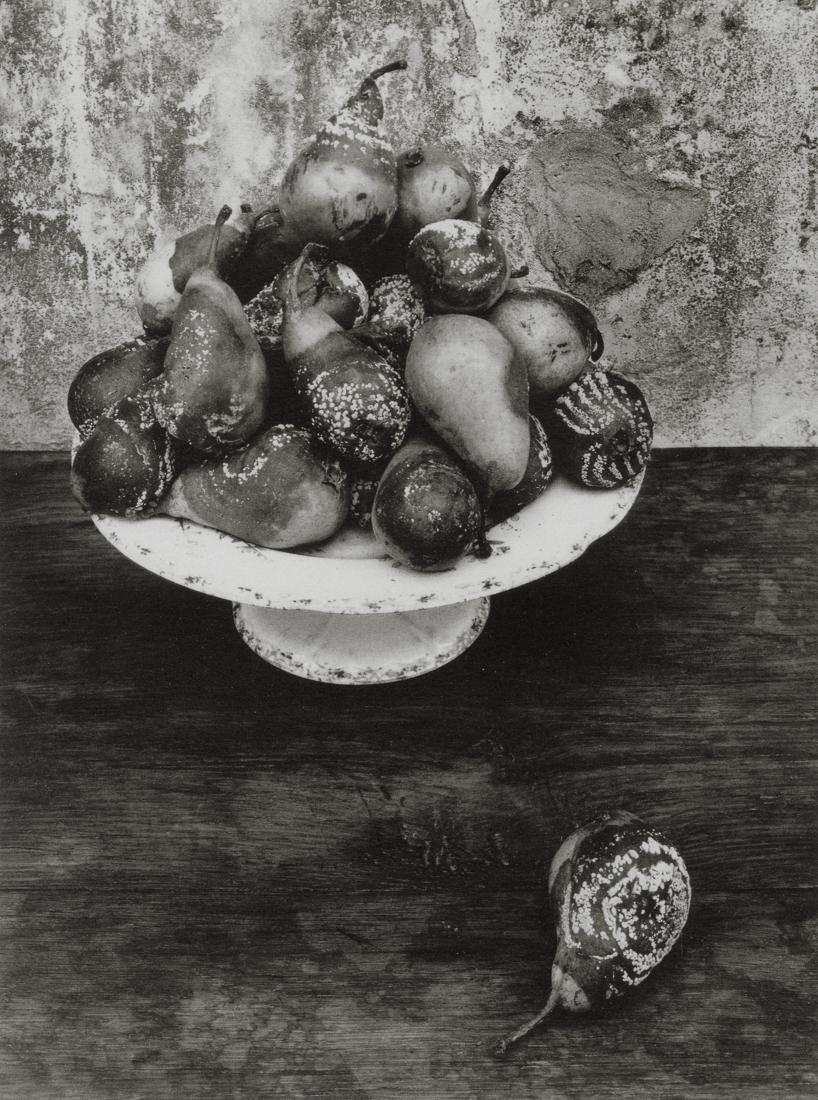 JEAN PIERRE SUDRE - Les Poires Pourries, 1955: Artist: Jean Pierre Sudre Title: Les Poires Pourries (Rotten Pears), 1955 Medium: Photo Litho, 1998, USA Dimensions: 6.2x8.35" Description: Heat Wax Mounted on 8.5x11" Conservation Board Reserve: $40.