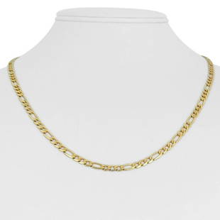 14k Yellow Gold 10.9g Semi Solid 4mm Figaro Link Chain Necklace Italy 20": Details Condition: Excellent Condition, Professionally Cleaned and Polished Metal: 14k Gold (Marked, and Professionally Tested) Weight: 10.9g Length: 20 Inches Width: 4mm Closure: Lobster Claw 