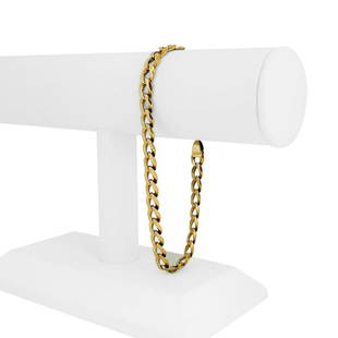 14k Yellow Gold 21.7g Men's Long 8mm Curb Link Chain Bracelet Italy 9.75": Details Condition: Excellent Condition, Professionally Cleaned and Polished Metal: 14k Gold (Marked, and Professionally Tested) Weight: 21.7g Length: 9.75 Inches Width: 8mm Closure: Lobster