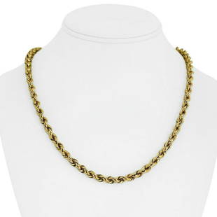 14k Yellow Gold 10.4g Light Hollow 5mm Rope Chain Necklace 20": Details Condition: Excellent Condition, Professionally Cleaned and Polished Metal: 14k Gold (Marked, and Professionally Tested) Weight: 10.4g Length: 20 Inches Width: 5mm Closure: Lobster Claw 