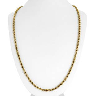 14k Yellow Gold 16.6g Hollow 4mm Rope Chain Necklace 26": Details Condition: Excellent Condition, Professionally Cleaned and Polished Metal: 14k Gold (Marked, and Professionally Tested) Weight: 16.6g Length: 26 Inches Width: 4mm Closure: Box Tab