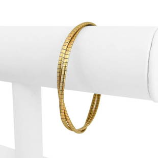 14k Yellow Gold 13.7g Ladies Two Strand Braided Omega Link Bracelet 7.5": Details Condition: Excellent Condition, Professionally Cleaned and Polished Metal: 14k Gold (Marked, and Professionally Tested) Weight: 13.7g Length: 7.5 Inches Width: 5mm Closure: Box Tab