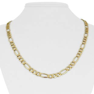 14k Yellow Gold 26.2g Diamond Cut 6.5mm Figaro Link Chain Necklace Italy 22": Details Condition: Excellent Condition, Professionally Cleaned and Polished Metal: 14k Gold (Marked, and Professionally Tested) Weight: 26.2g Length: 22 Inches Width: 6.5mm Closure: Lobster