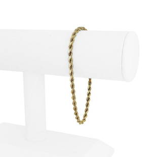 14k Yellow Gold 8.3g Solid Diamond Cut 3.5mm Men's Rope Bracelet 8": Details Condition: Excellent Condition, Professionally Cleaned and Polished Metal: 14k Gold (Marked, and Professionally Tested) Weight: 8.3g Length: 8 Inches Width: 3.5mm Closure: Barrel and