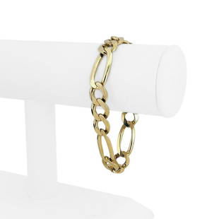 14k Yellow Gold 25.2g Men's Hollow Thick 11mm Figaro Link Bracelet 8": Details Condition: Excellent Condition, Professionally Cleaned and Polished Metal: 14k Gold (Marked, and Professionally Tested) Weight: 25.2g Length: 8 Inches Width: 11mm Closure: Lobster Claw 