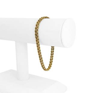 14k Yellow Gold 12g Solid 5.5mm Double Rope Bracelet 8": Details Condition: Excellent Condition, Professionally Cleaned and Polished Metal: 14k Gold (Marked, and Professionally Tested) Weight: 12g Length: 8 Inches Width: 5.5mm Closure: Box Tab Insert