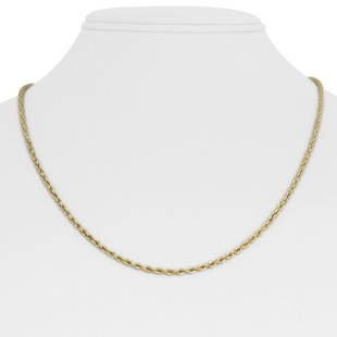 14k Yellow Gold 7.2g Hollow Light 2.2mm Rope Chain Necklace 20": Details Condition: Excellent Condition, Professionally Cleaned and Polished Metal: 14k Gold (Marked, and Professionally Tested) Weight: 7.2g Length: 20 Inches Width: 2.2mm Closure: Barrel and