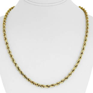 14k Yellow Gold 10.2g Hollow Light 4.5mm Diamond Cut Rope Chain Necklace 22": Details Condition: Excellent Condition, Professionally Cleaned and Polished Metal: 14k Gold (Marked, and Professionally Tested) Weight: 10.2g Length: 22 Inches Width: 4.5mm Closure: Lobster