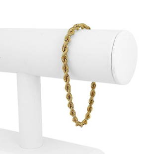 14k Yellow Gold 12.1g Solid 4.5mm Rope Chain Bracelet 8": Details Condition: Excellent Condition, Professionally Cleaned and Polished Metal: 14k Gold (Marked, and Professionally Tested) Weight: 12.1g Length: 8 Inches Width: 4.5mm Closure: Barrel and